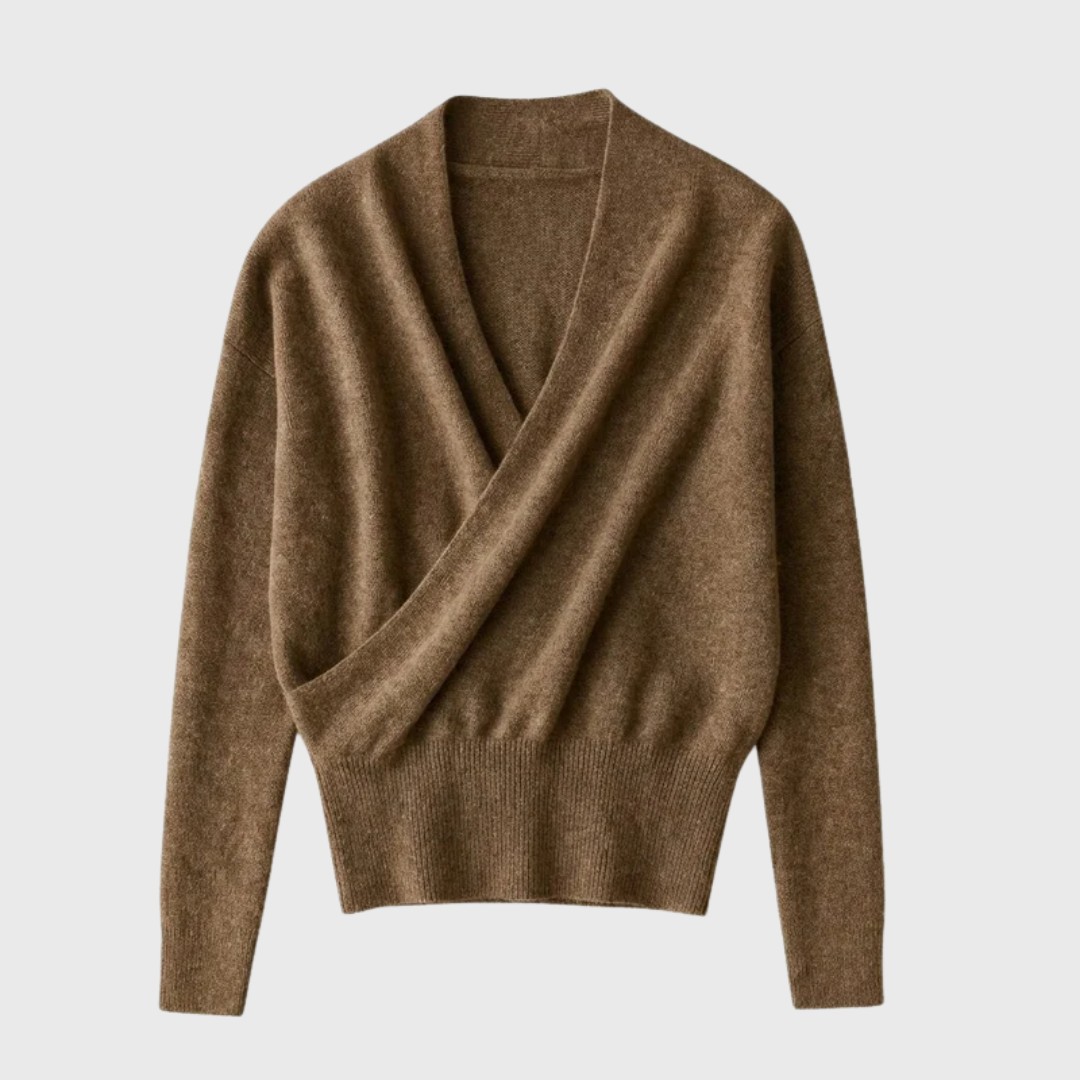 Rosa | Maglia Incrociata in Lana con Scollo a V