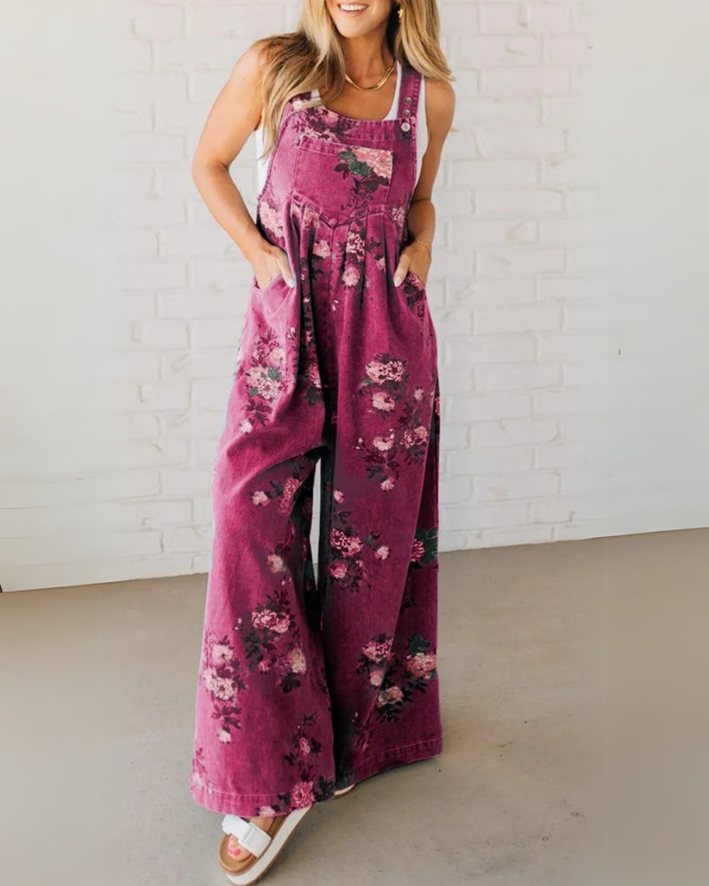Élodie | Salopette in denim floreale