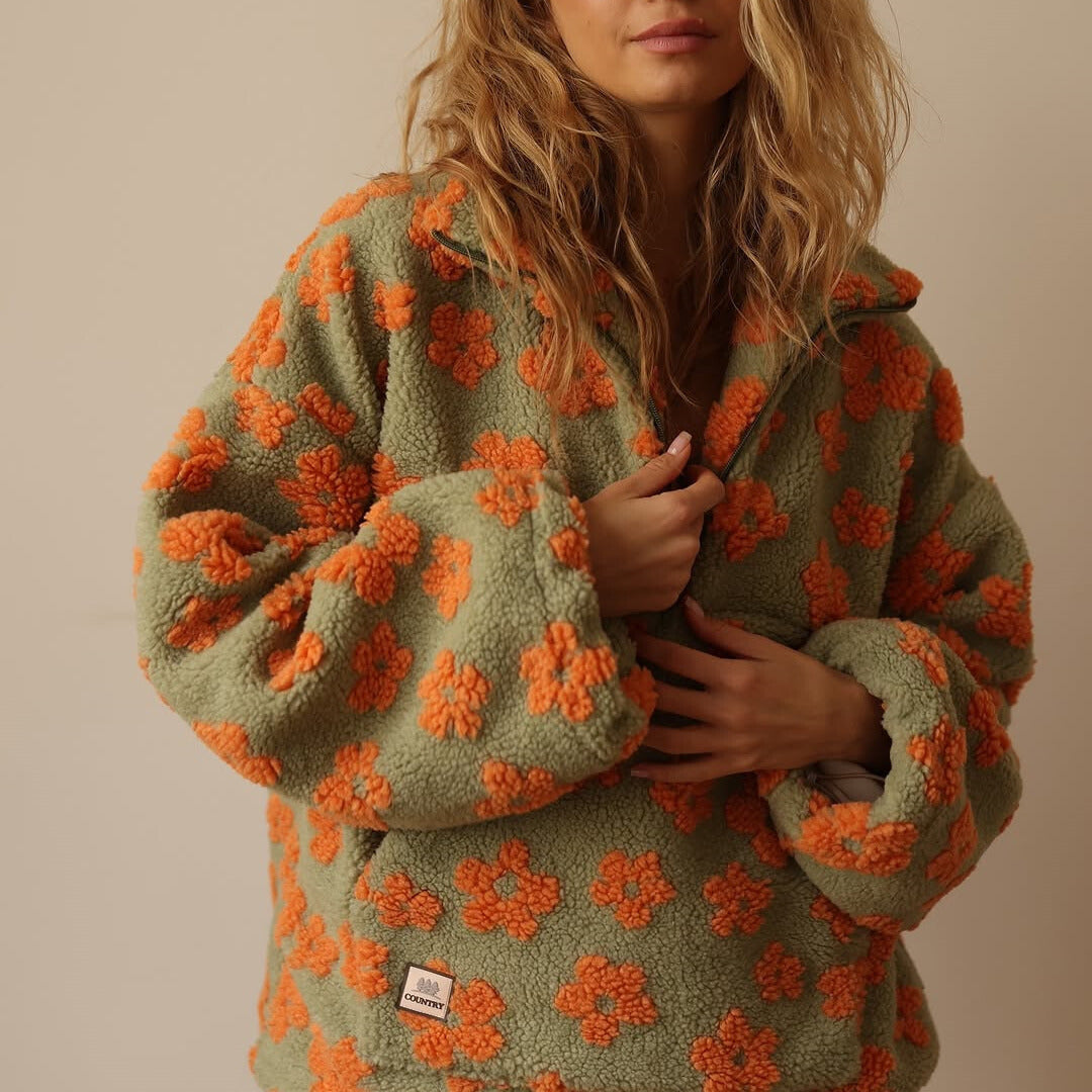 Chloé | Felpa in Pile Boho con Stampa Floreale