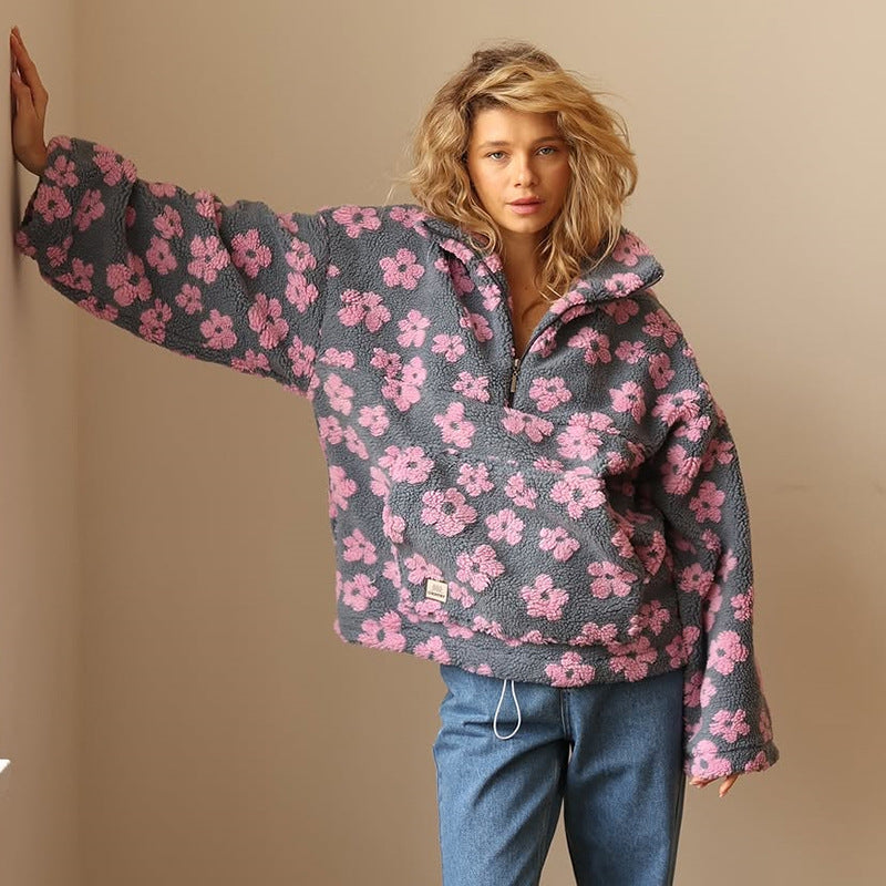Chloé | Felpa in Pile Boho con Stampa Floreale