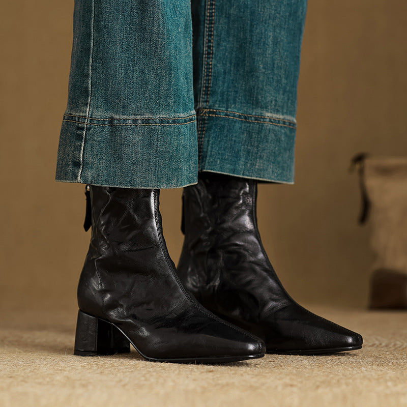 Mirella | Stivaletti in Vera Pelle con Tacco Medio