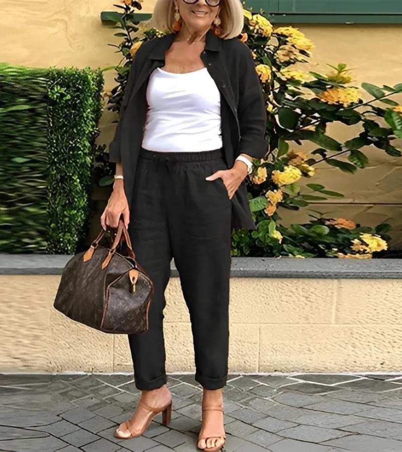 Martina | completo camicia e pantaloni in lino e cotone