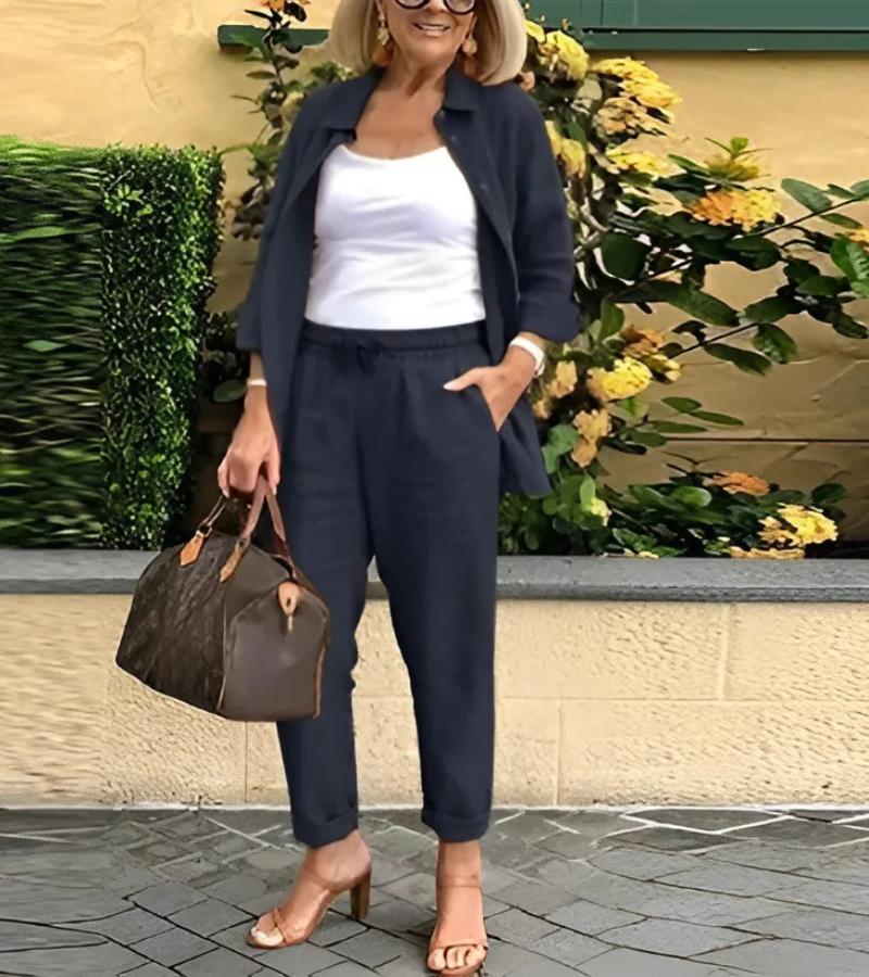 Martina | completo camicia e pantaloni in lino e cotone