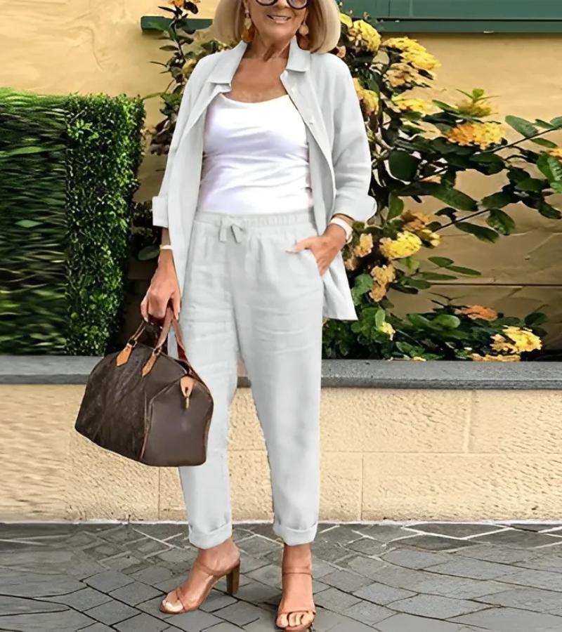 Martina | completo camicia e pantaloni in lino e cotone