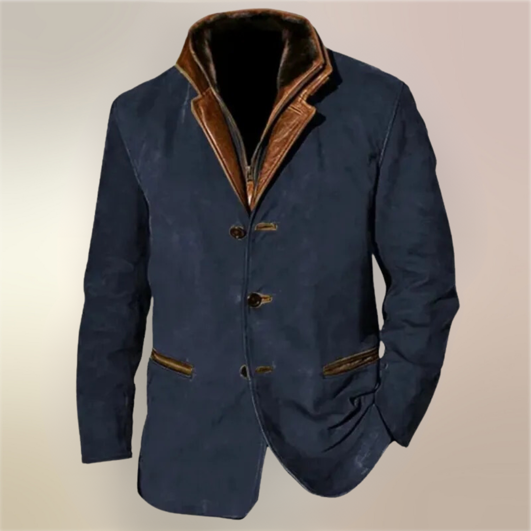 Victor | Giacca vintage in suede con dettagli in pelle