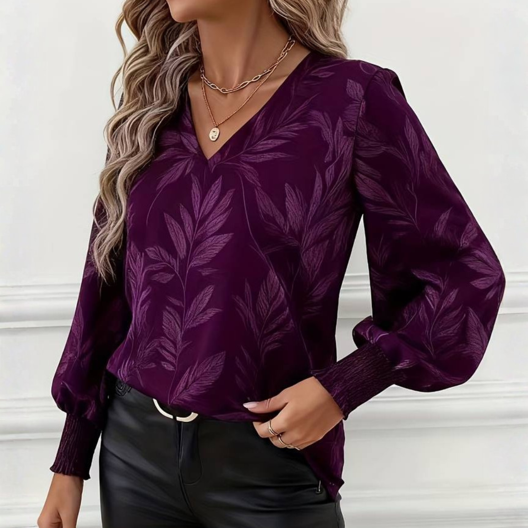 Paola | Blusa Elegante con Stampa a Foglie