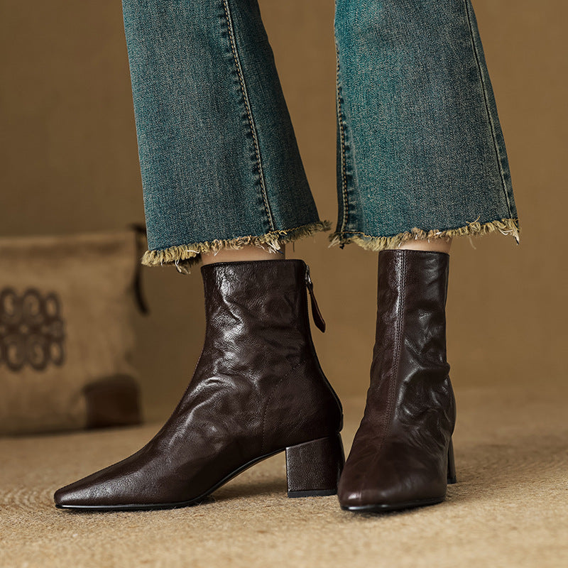 Mirella | Stivaletti in Vera Pelle con Tacco Medio