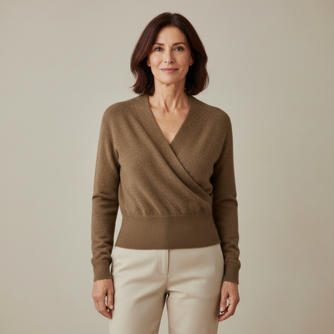 Rosa | Maglia Incrociata in Lana con Scollo a V