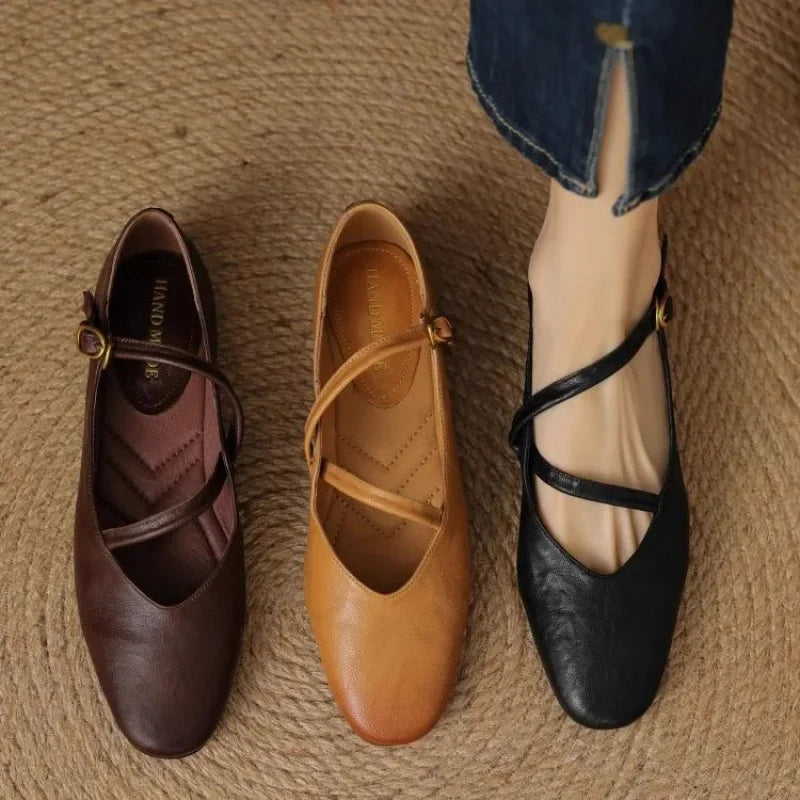 Camille | ballerine in pelle con cinturino alla caviglia