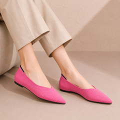 Ballerine donna rosa scuro con tacco basso e bordo sottile lungo la suola