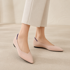 Ballerine donna rosa chiaro a punta con profilo sottile e tacco basso