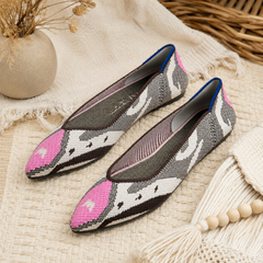 Ballerine beige e marroni con punta rosa e fantasia a contrasto sulla tomaia