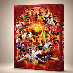 Confezione in cartone del calendario calcio con finestrelle tratteggiate numerate