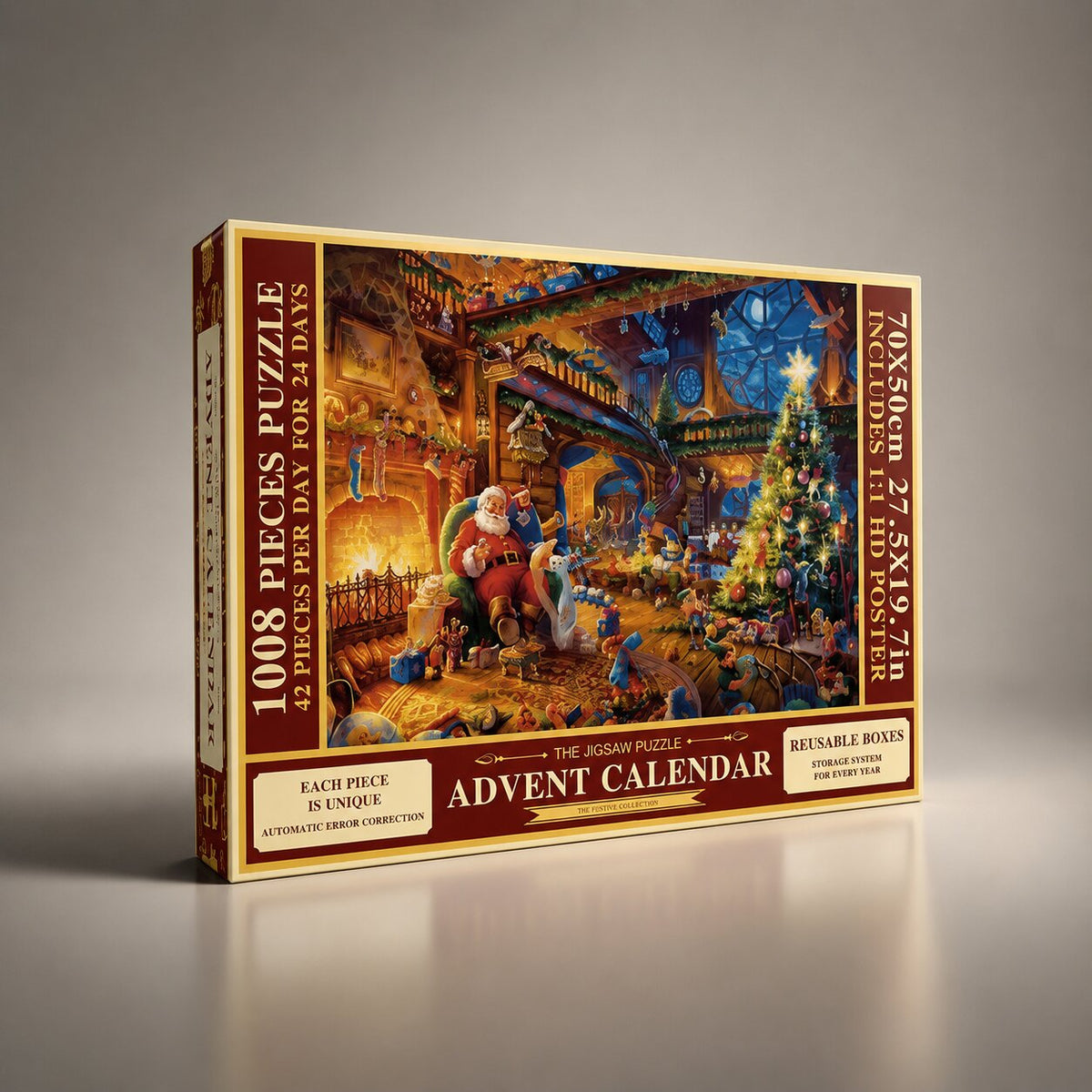 Confezione del calendario dell'Avvento con puzzle da 1008 pezzi su fondo neutro
