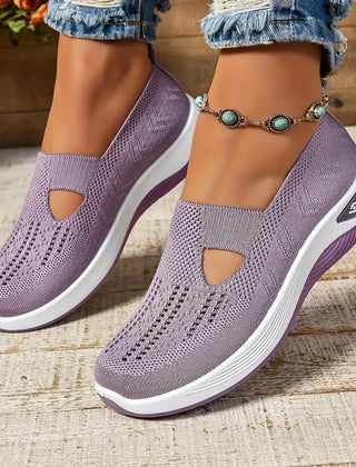 Sneakers lilla donna slip-on con aperture a goccia e suola bicolore ammortizzata