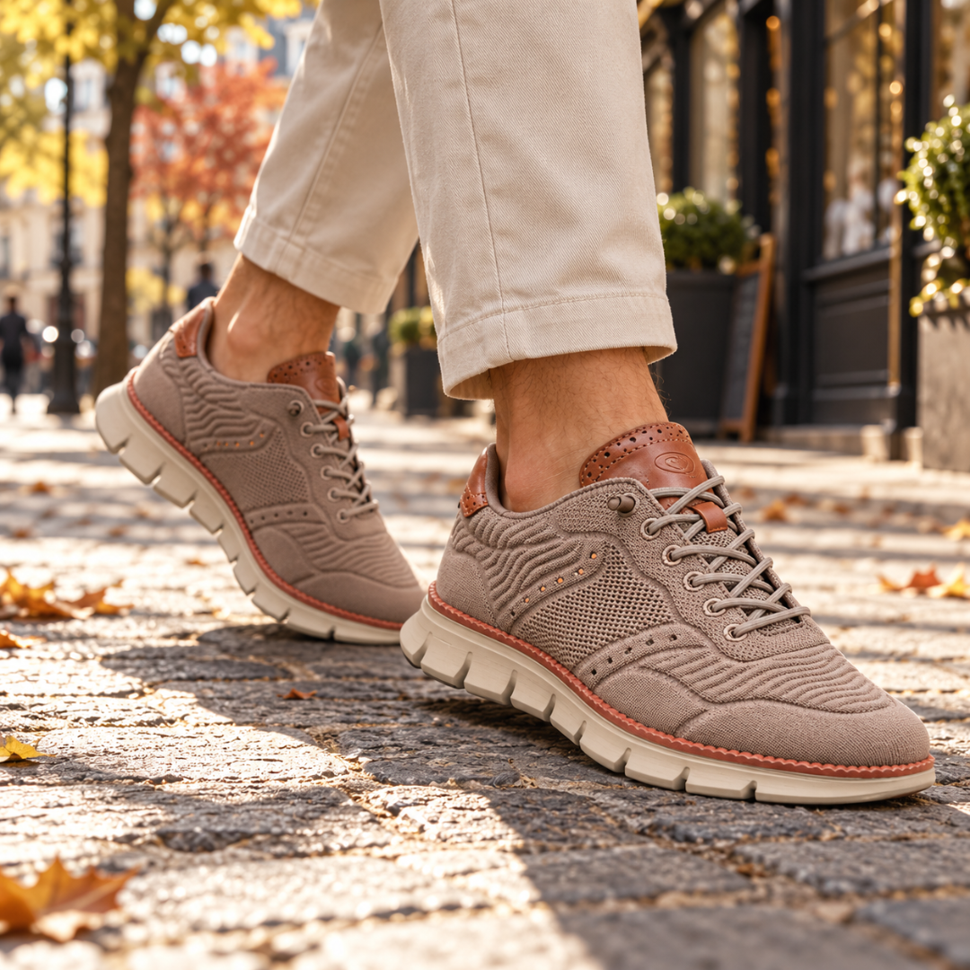 Sneakers uomo kaki effetto maglia con lacci e pannello al tallone a contrasto