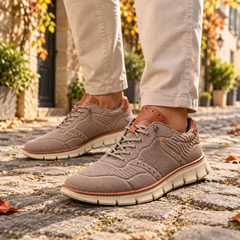 Sneakers uomo kaki con inserti traforati laterali e lacci tono su tono