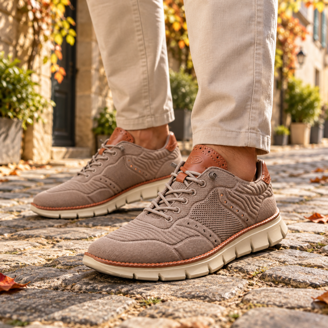 Sneakers uomo kaki con inserti traforati laterali e lacci tono su tono